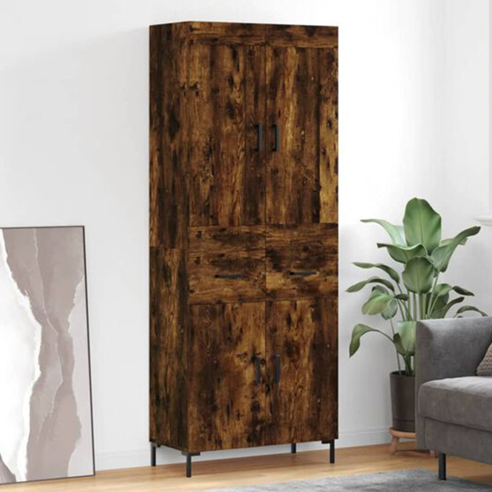 vidaXL 4 Door 2 Drawer Smoked Oak Highboard Image 1