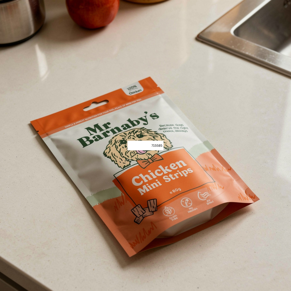 Mr Barnaby's Chicken Mini Strips Dog Treats 80g 4 Pack Image 3