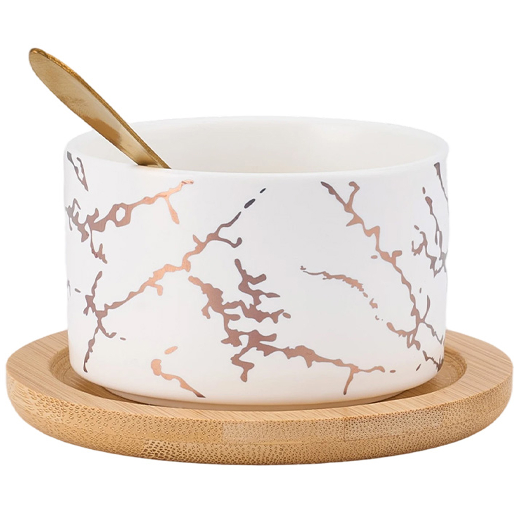 Living and Home 12 Piece White Marble Ceramic Coffee Cup Set with Stand Image 3