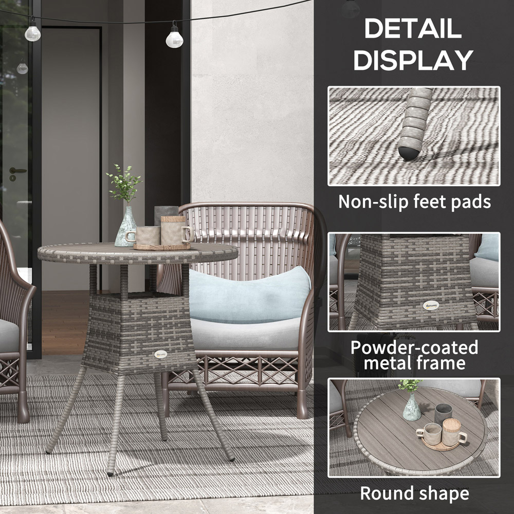 Outsunny Round Rattan Dining Table Grey Image 6