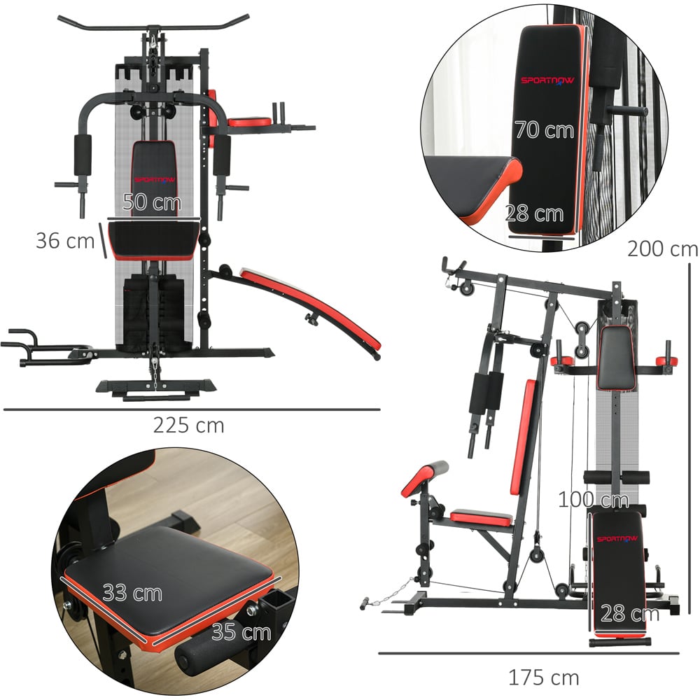 SPORTNOW Multi Exercise Gym Workout Station with Weight Stack Image 7