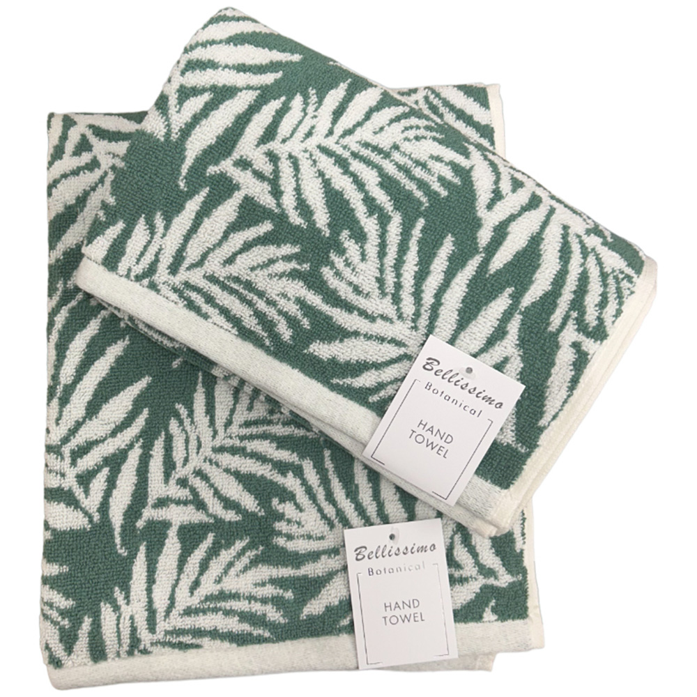Bellissimo Botanical Turkish Cotton Green Hand Towel 2 Pack Wilko