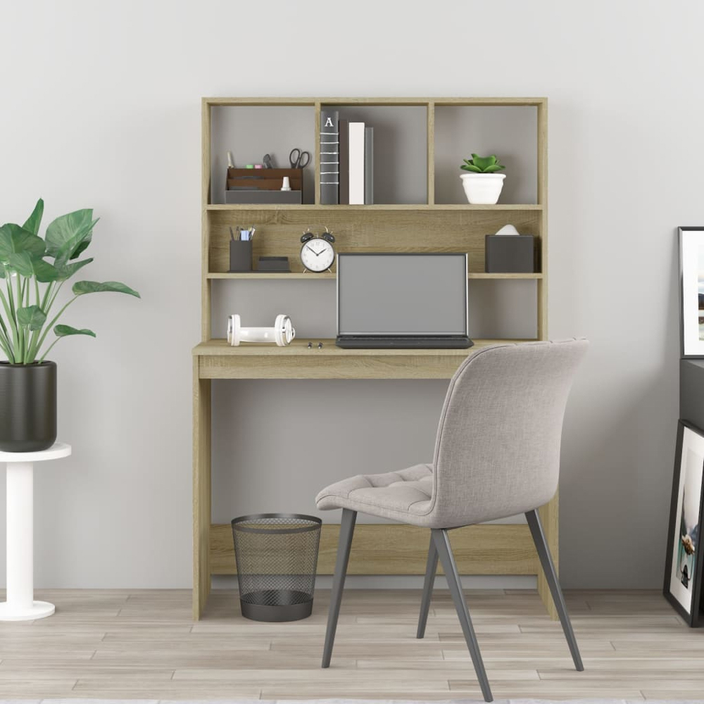 vidaXL 4 Shelf Study Desk Sonoma Oak Image 6