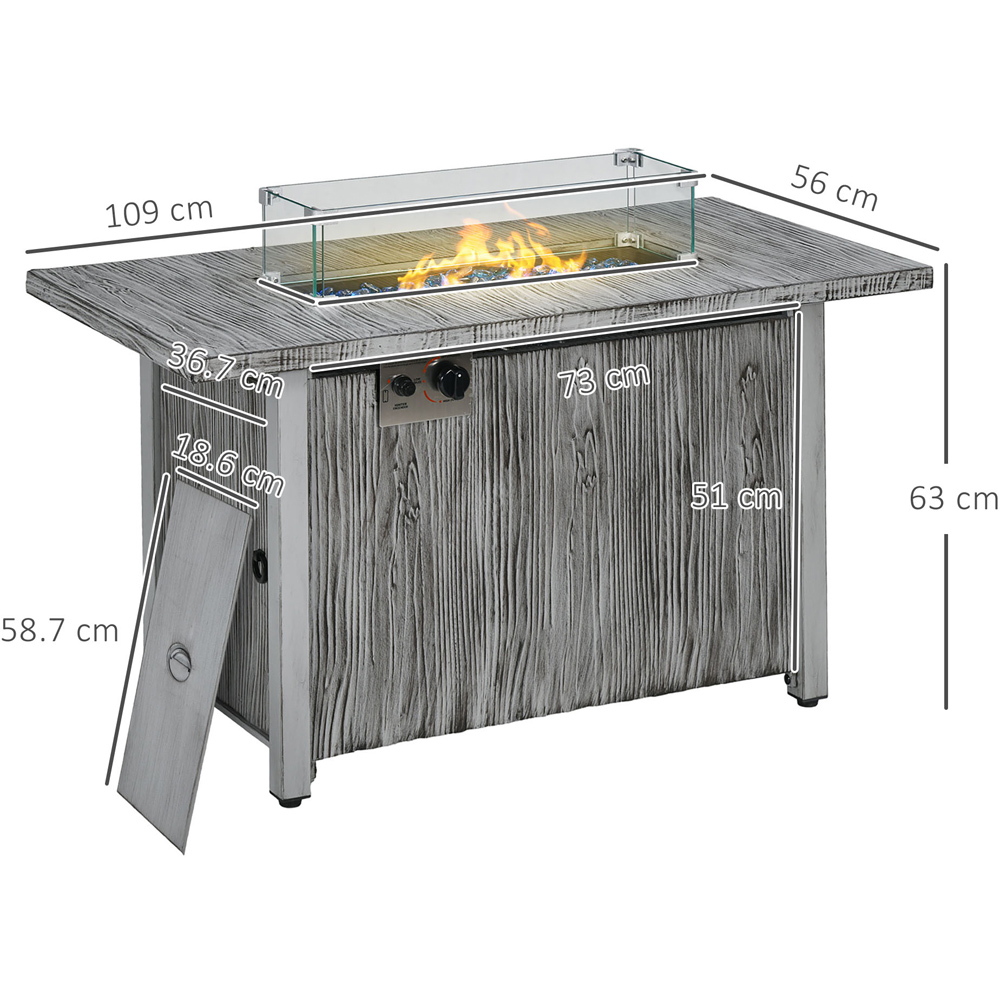 Outsunny Grey 50000 BTU Gas Fire Pit Table with Cover Image 7