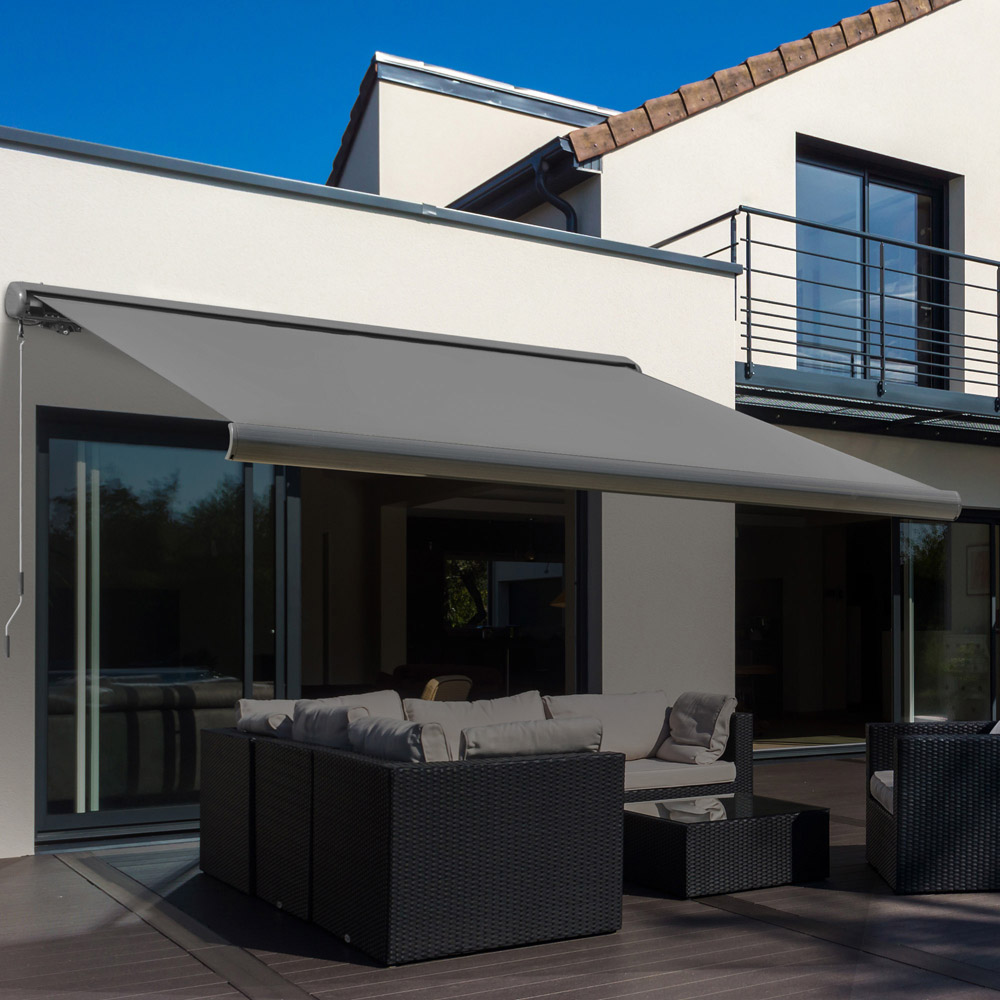 Outsunny Grey Dual Method Retractable Awning with Remote 3 x 2.5m Image 1