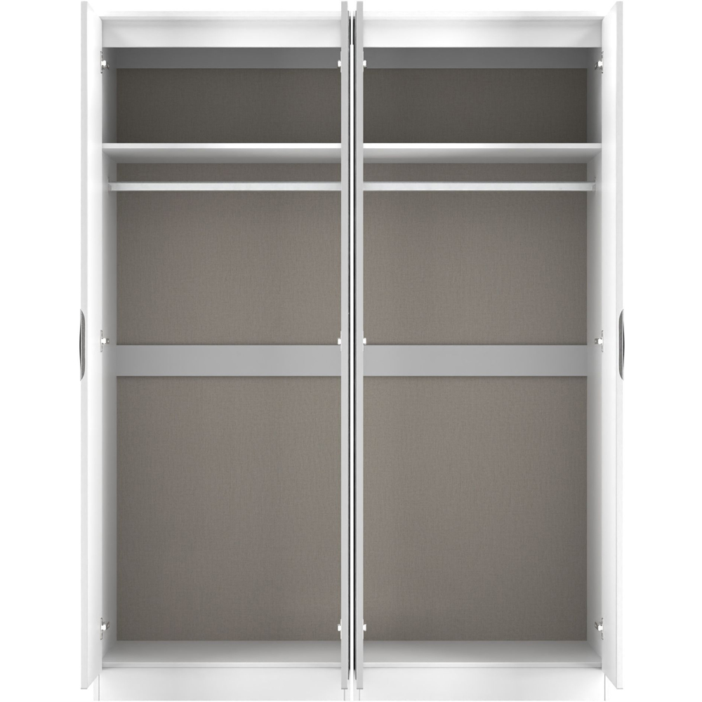 Crowndale Camden 4 Door Wardrobe White Gloss and White Mirrored Wardrobe Ready Assembled Image 6
