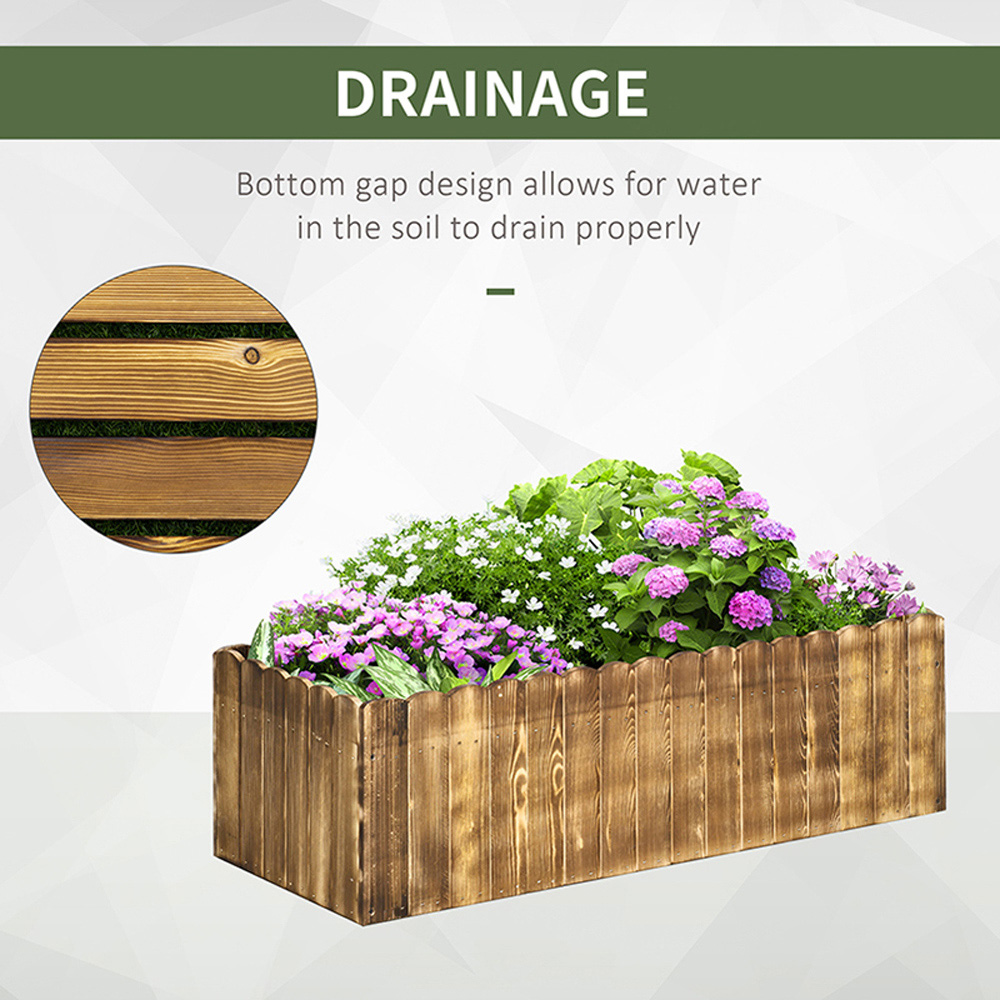 Outsunny Wooden Rectangular Raised Bed Planter 30 x 40 x 100cm Image 5