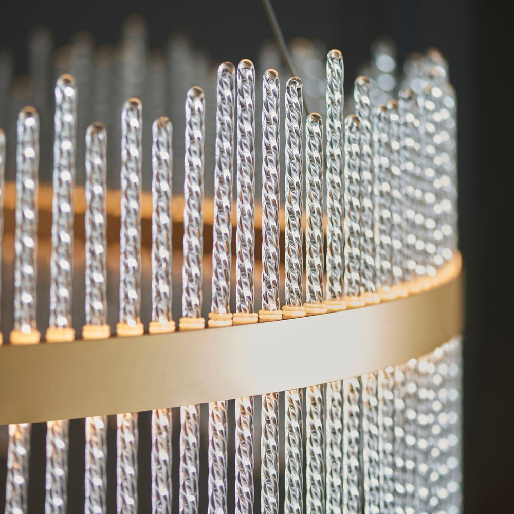 Merano Trapani Clear Glass Brushed Gold Plate Pendant Light Image 5