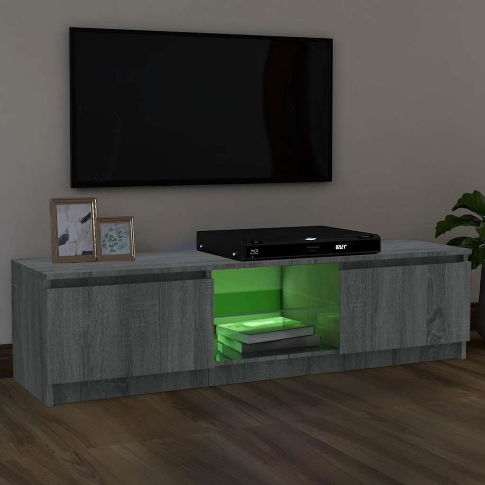 vidaXL 2 Door 2 Shelf Grey Sonoma TV Cabinet with LED Lights Image 8