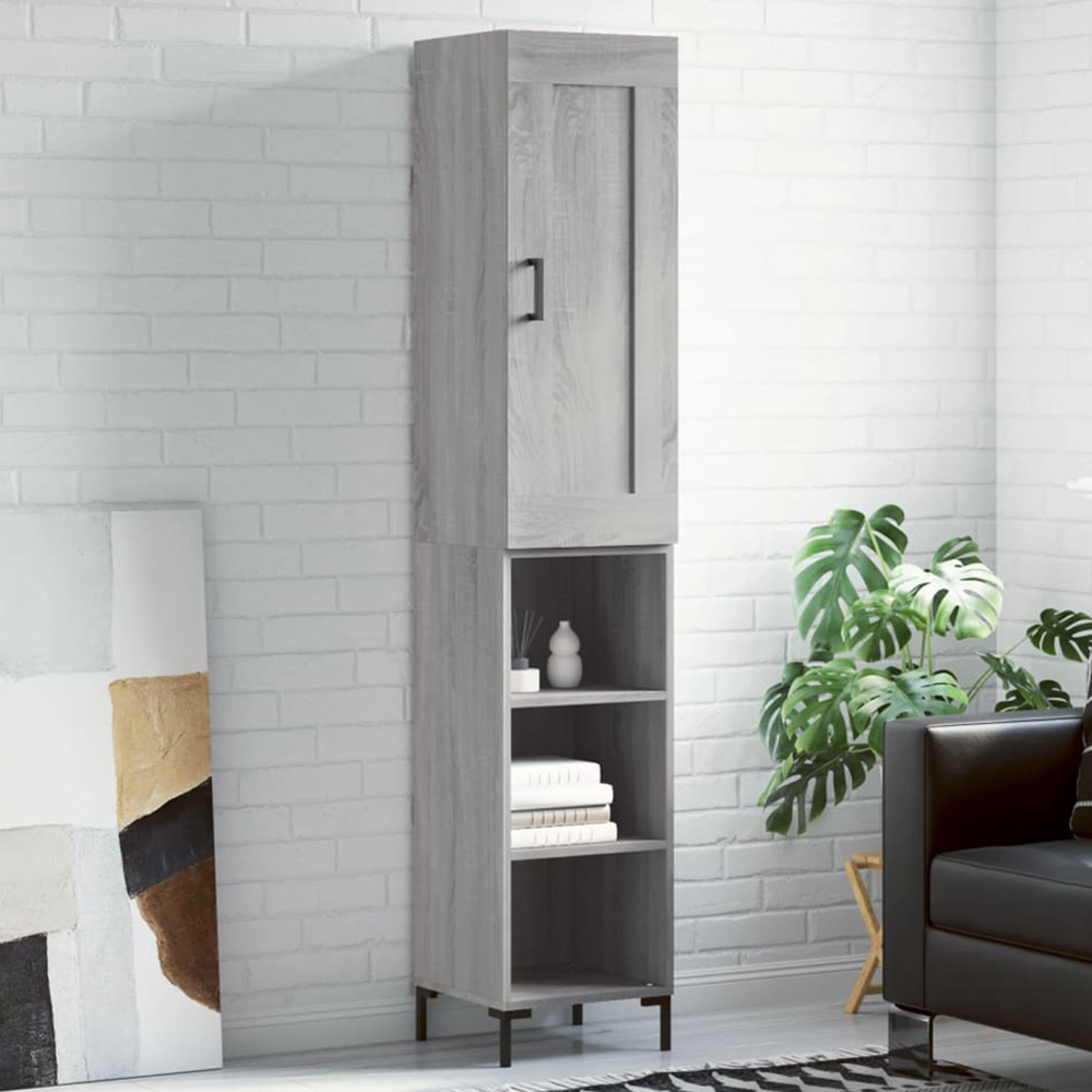 vidaXL Single Door 3 Shelf Grey Sonoma Highboard Image 1