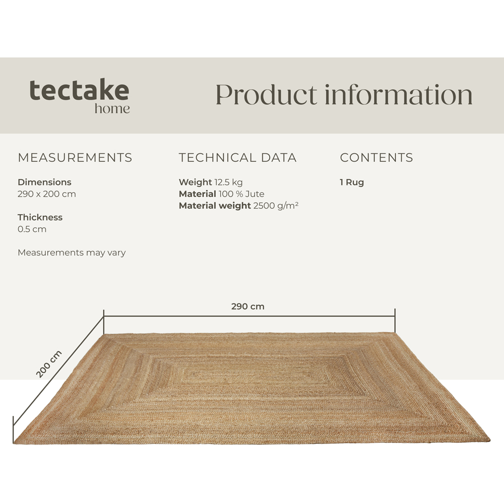 tectake Glim Jute Woven Rug 290 x 200 x 0.5cm Image 8