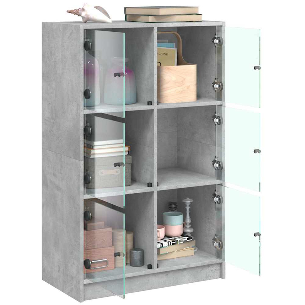 vidaXL 6 Glass Door Concrete Grey Highboard Image 4