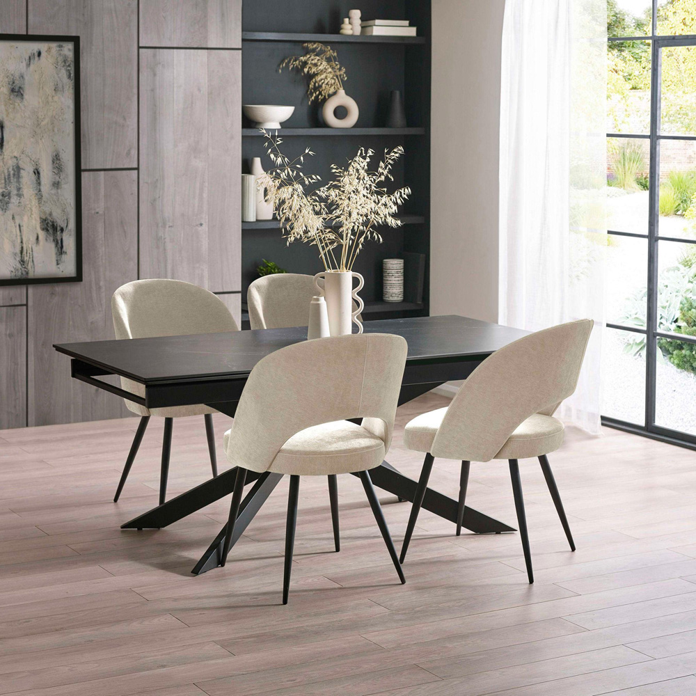 Julian Bowen Osaka 6 Seater 160-240cm Black Graphite Look Ceramic Top Extendable Dining Table Image 8