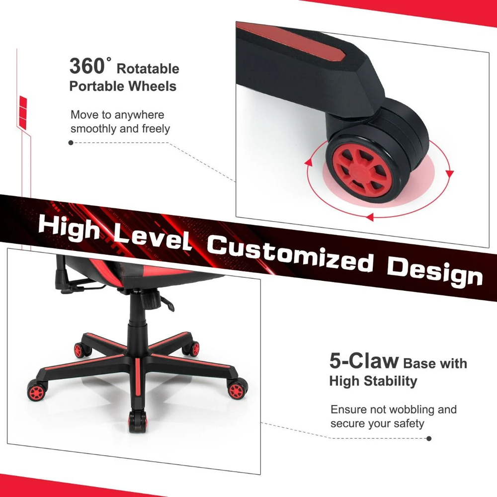 Costway Red Ergonomic Gaming Chair Image 6