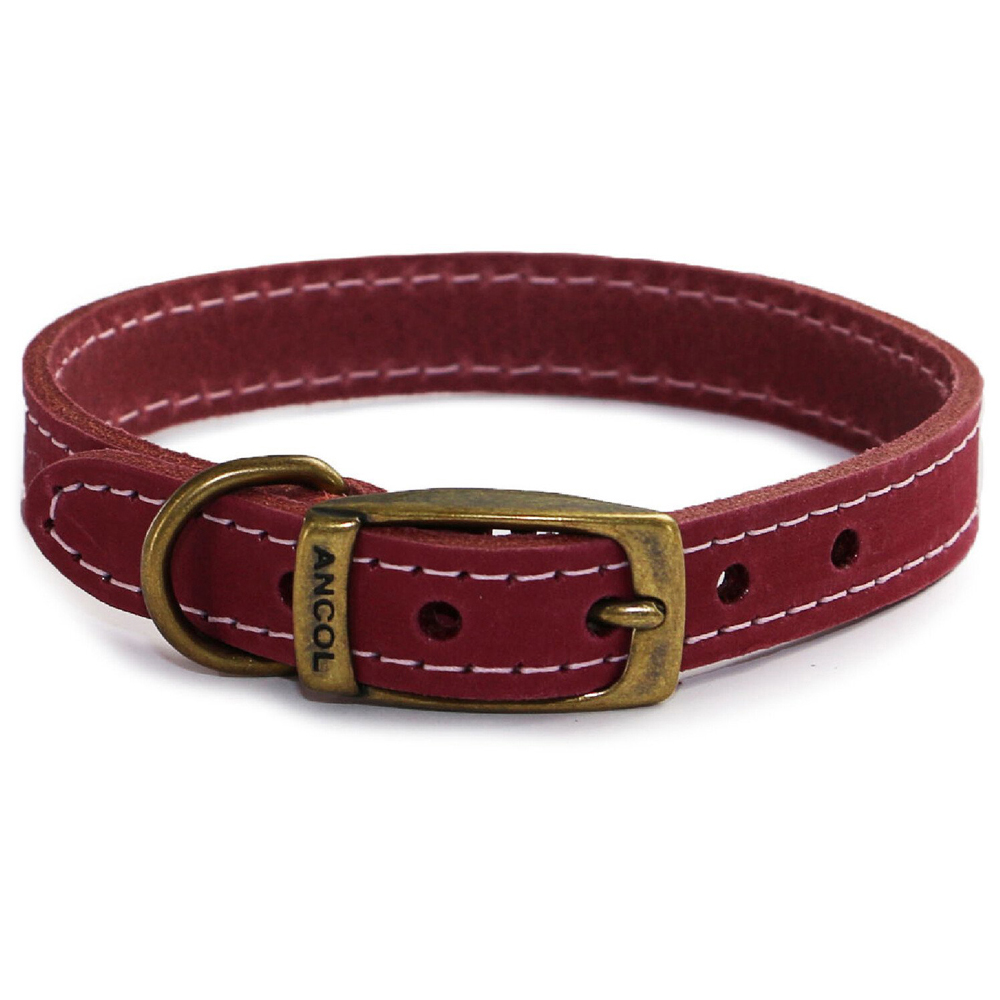 Ancol Timberwolf Leather Dog Collar - Raspberry / 6 Image