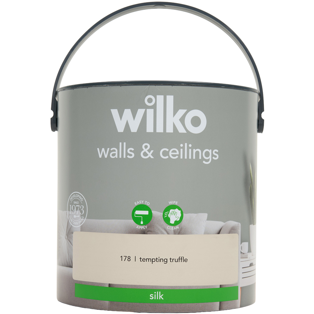 wilko Walls and Ceilings Silk Emulsion Paint Tempting Truffle Image 4