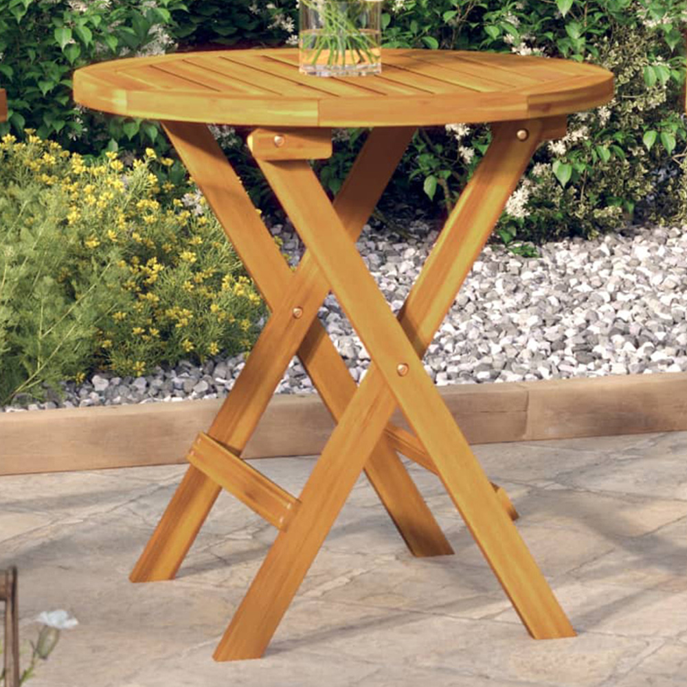 vidaXL 2 Seater Brown Solid Acacia Round Bistro Table Image 1