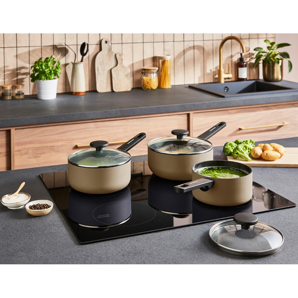 Morphy Richards Cream Recycled Aluminium 3 Piece Saucepan Set Image 7