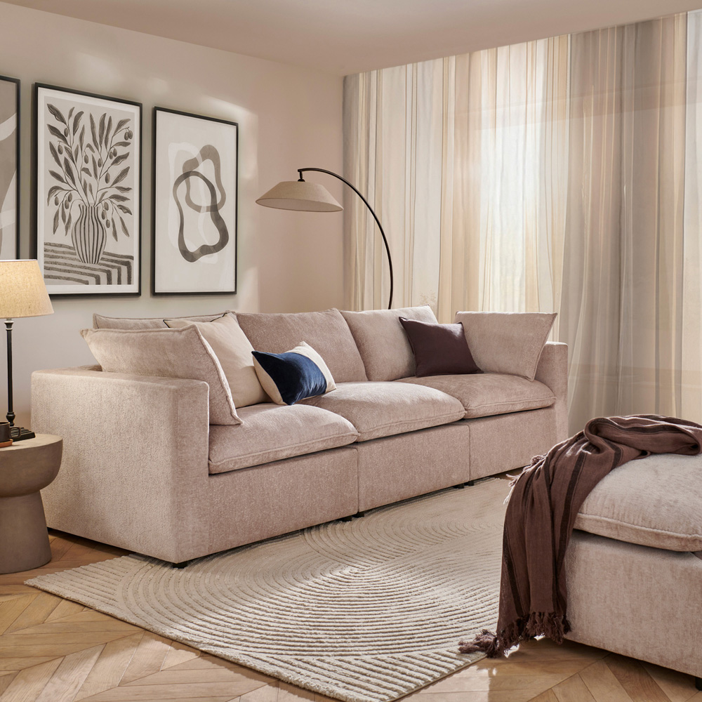 Juliet 4 Seater Symphony Pearl Chenille Fabric Corner Modular Chaise Sofa Image 6
