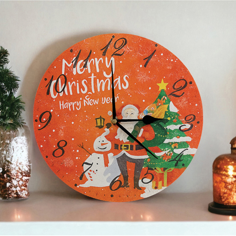 Xmas Haus Festive Santa and Snowman Christmas Clock Image 2