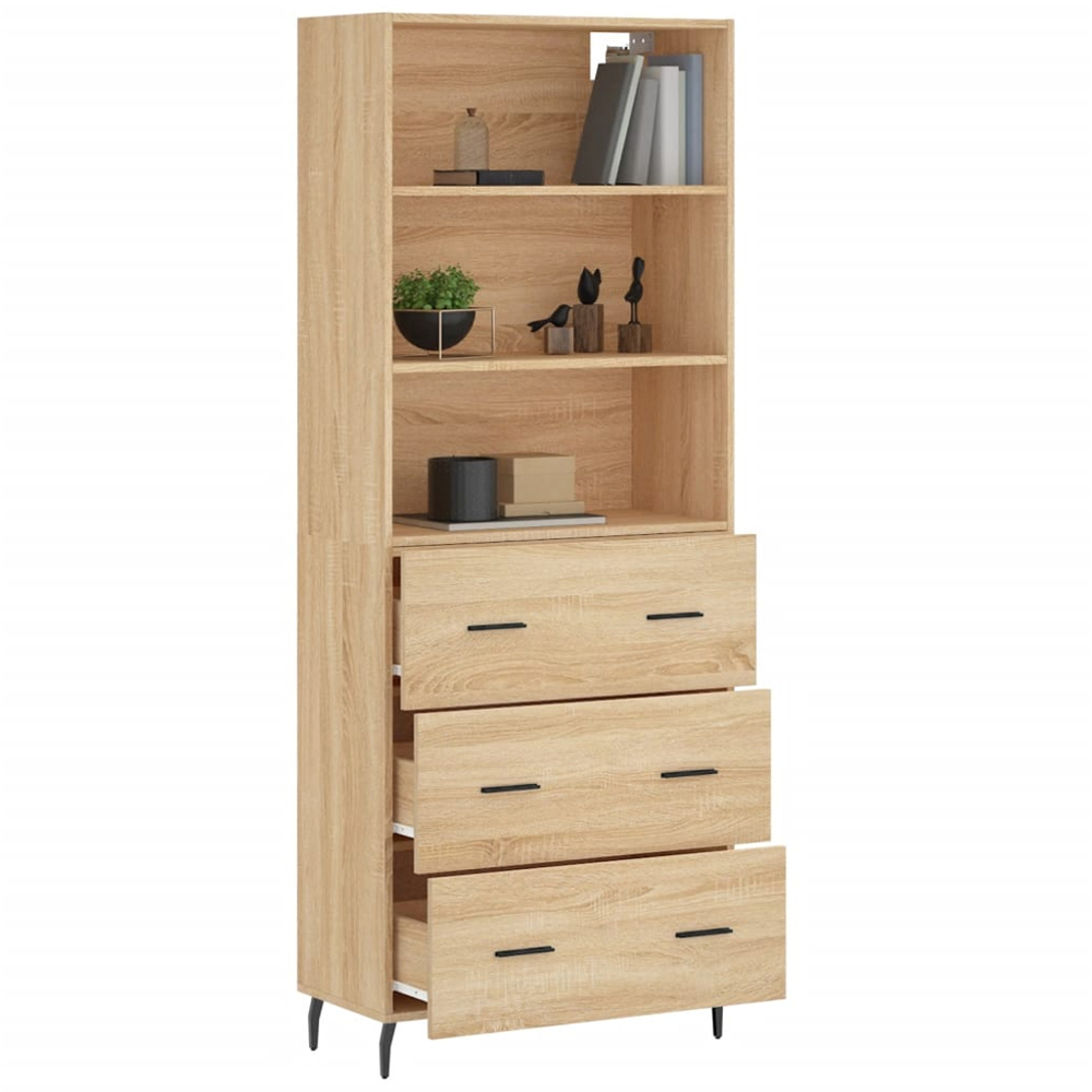 vidaXL 3 Drawer 3 Shelf Sonoma Oak Highboard Image 3
