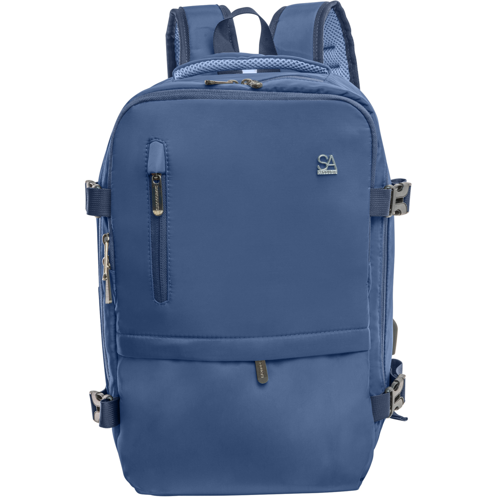 SA Products Navy Blue Cabin Backpack with USB Port and Trolley Sleeve Image 3