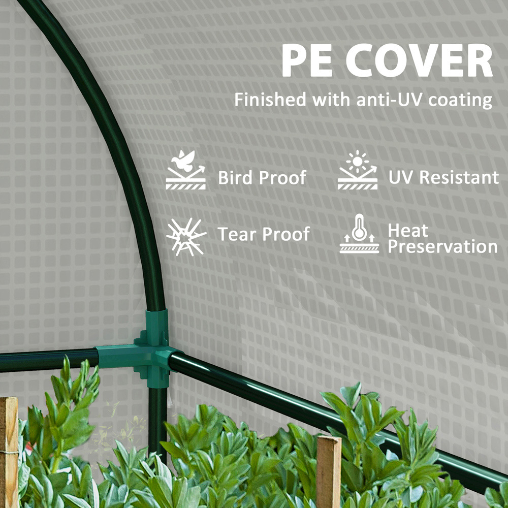 Outsunny White PE Cover 6 x 3ft Tomato Greenhouse with 2 Roll Up Doors Image 5