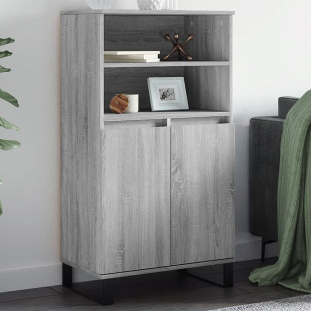 vidaXL 2 Door 2 Shelf Grey Sonoma Highboard Image 1