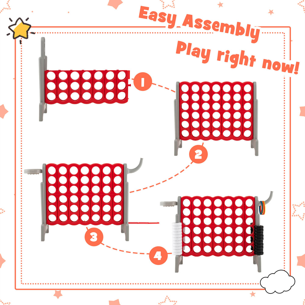 Costway Grey and Red Giant 4 In A Row Connect Game Set with 42 Rings Image 9