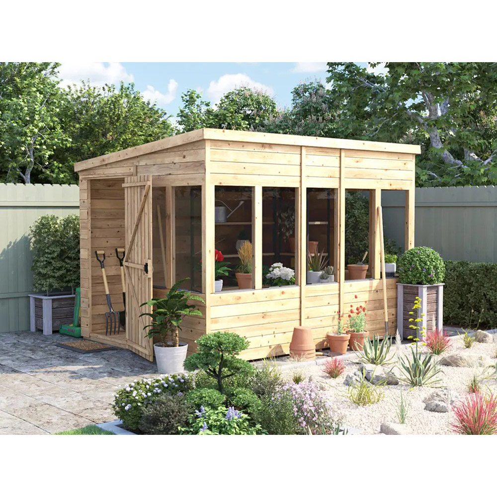 Dunster House Overlord 8 x 10ft Modular Brown Superfelt Pent Potting Shed Image 3