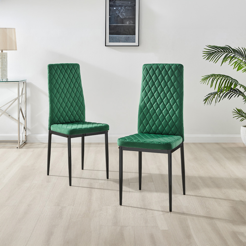 Furniturebox Arona Valera 4 Seater Round Dining Set Green Black and Chrome Image 3