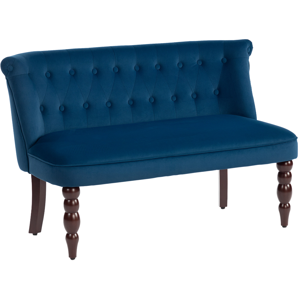 Portland 2 Seater Dark Blue Velvet Feel Wingback Sofa | Wilko