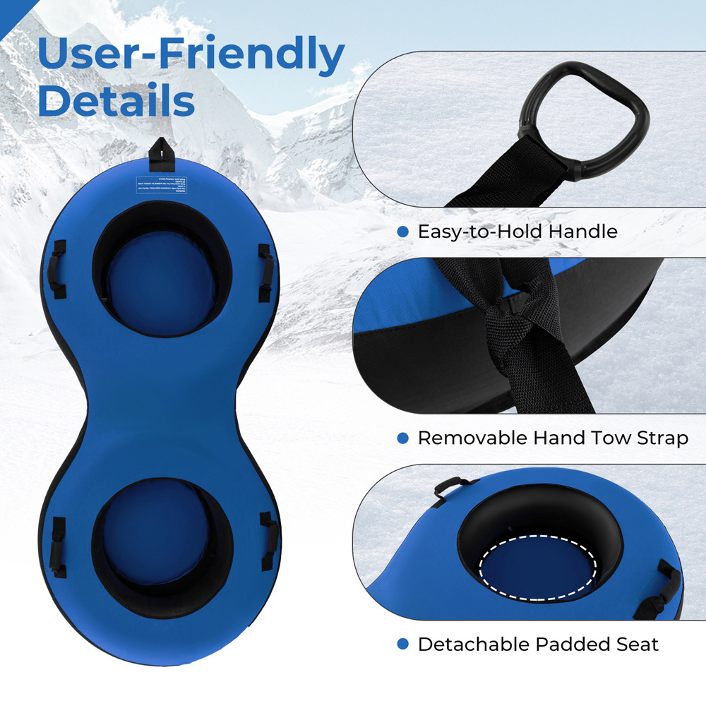 Costway 2 Person Blue Inflatable Snow Tube Image 4