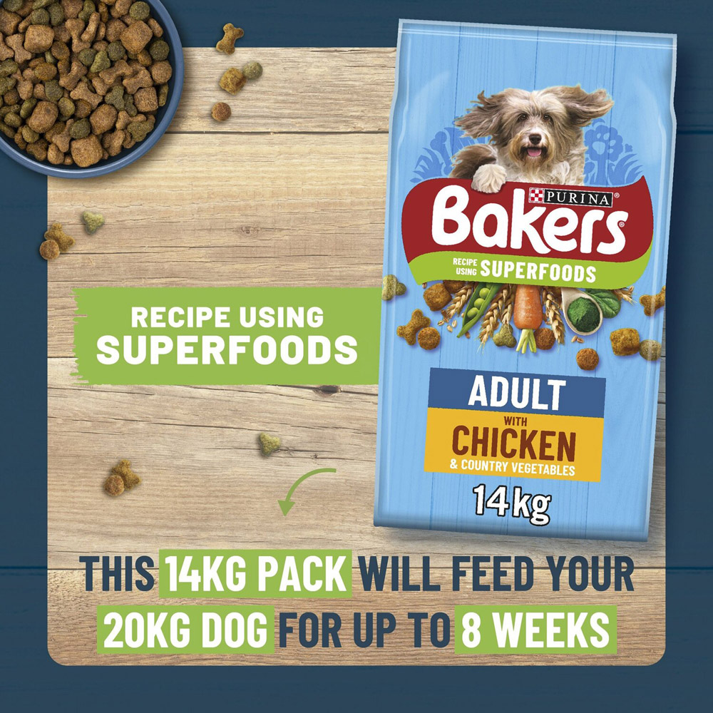 Bakers Chicken with Vegetables Dry Adult Dog Food 14kg Image 4