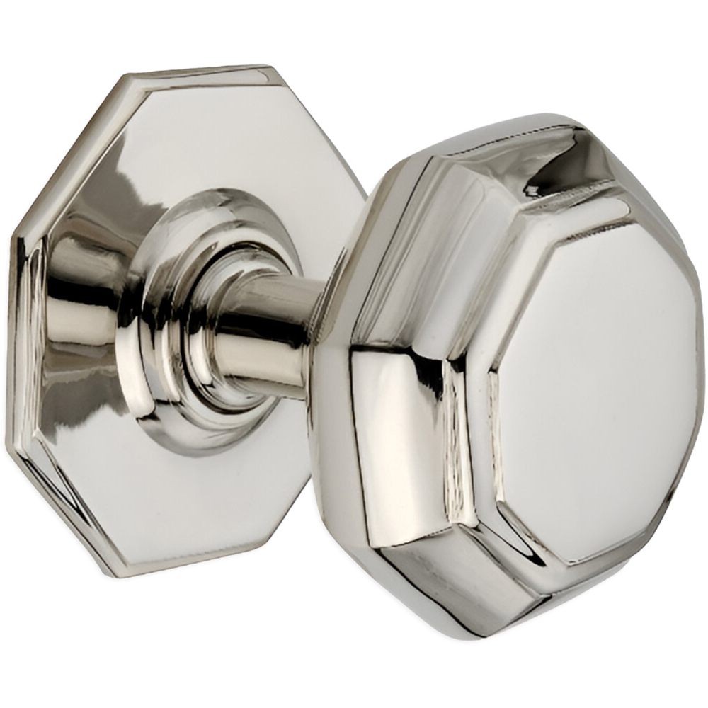 Spira Brass Polished Nickel Octagonal Centre Door Knob Image 1