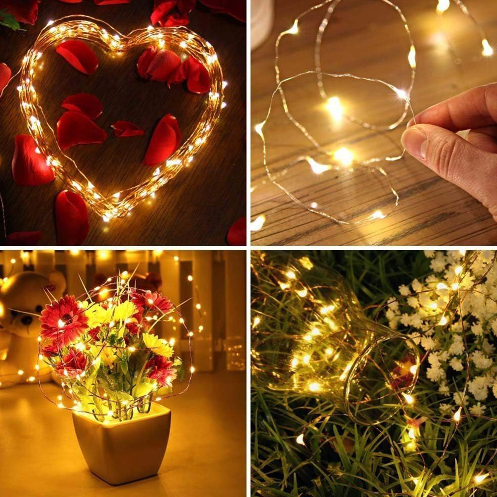 Shatchi 20 Warm White LED Gold Copper Wire Christmas String Light 2m Image 2