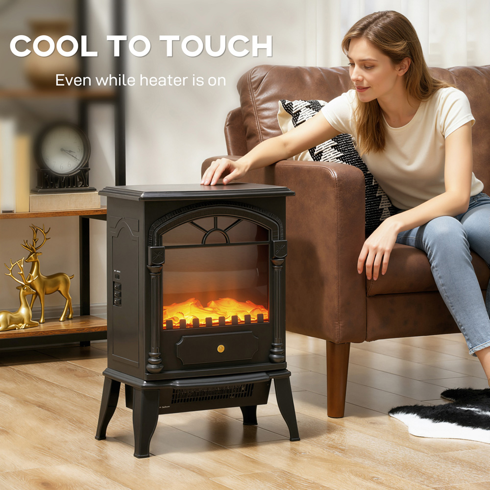 HOMCOM Black 2 Heat Setting Portable Fireplace with Adjustable Thermostat Image 7