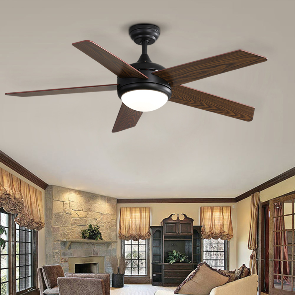 Living and Home Rustic Wooden LED Ceiling Fan Light with Remote 52 inch Image 6