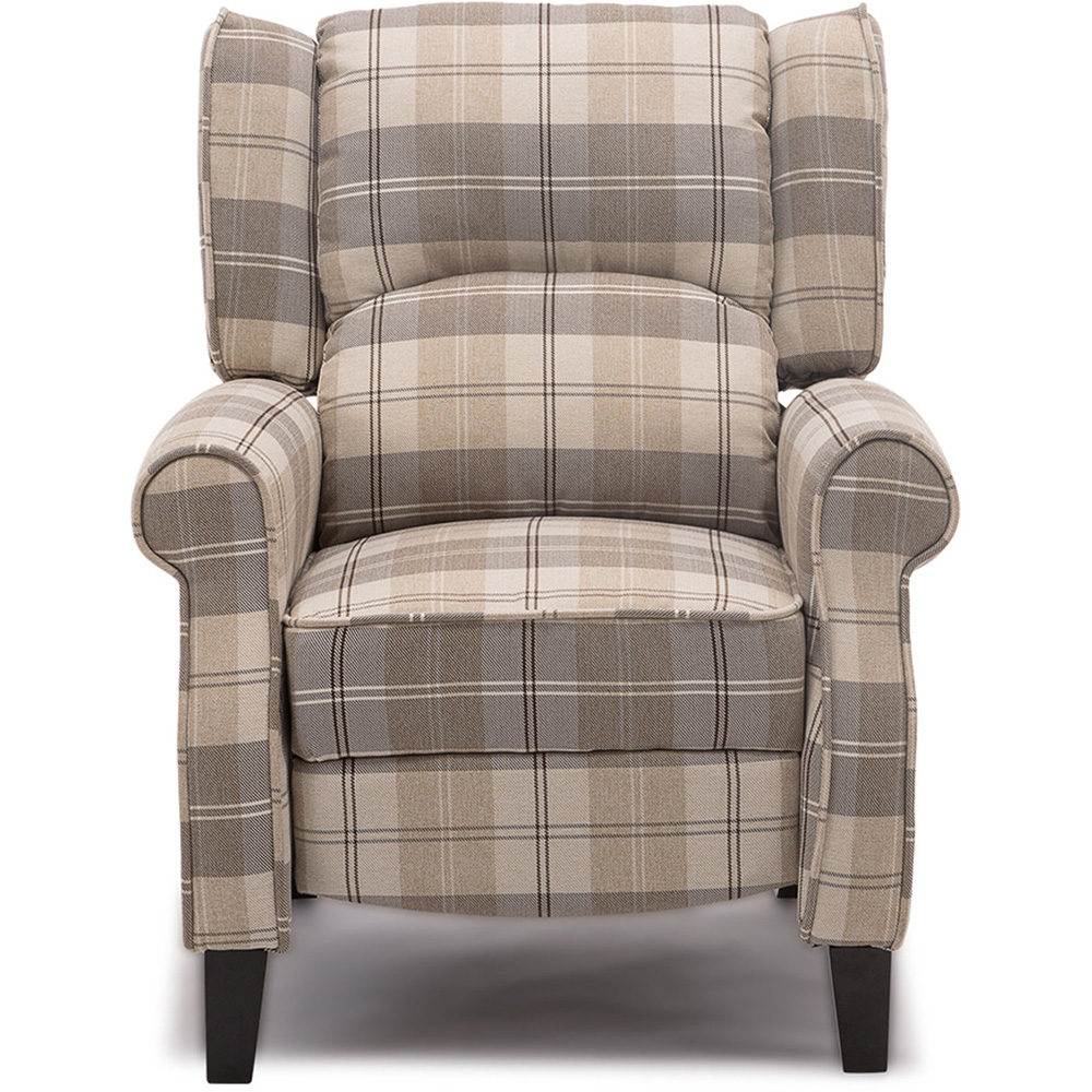 Furniture Online Eaton Beige Wing Back Checkered Recliner Chair Image 3