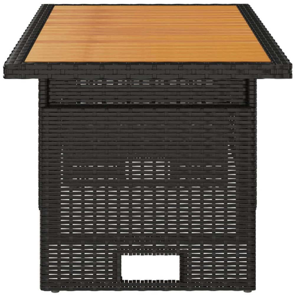 vidaXL Black Solid Wood Acacia and Polyrattan Garden Table Image 4