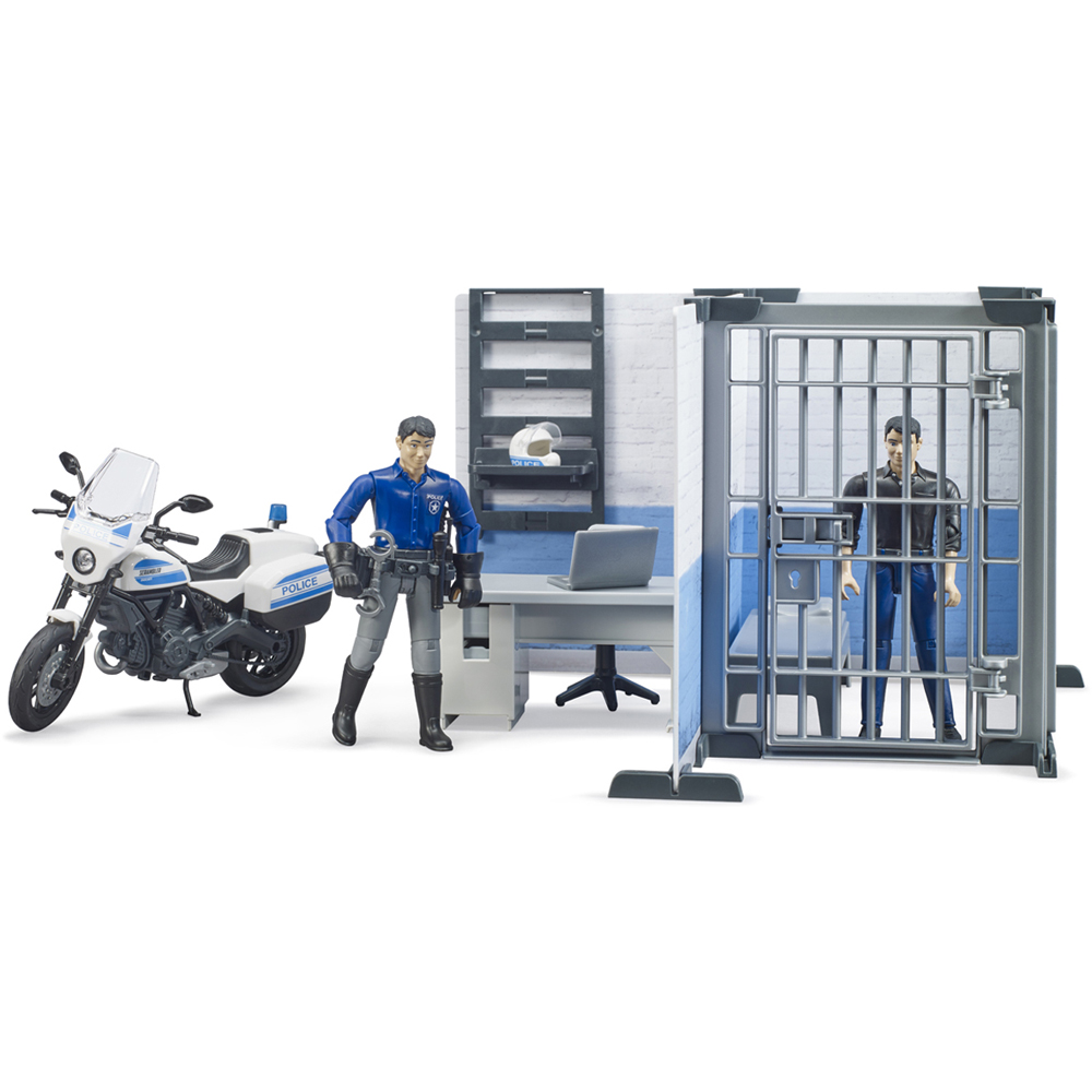 Bruder Kids bworld Police Station with Police Motorbike Playset Model Image 2