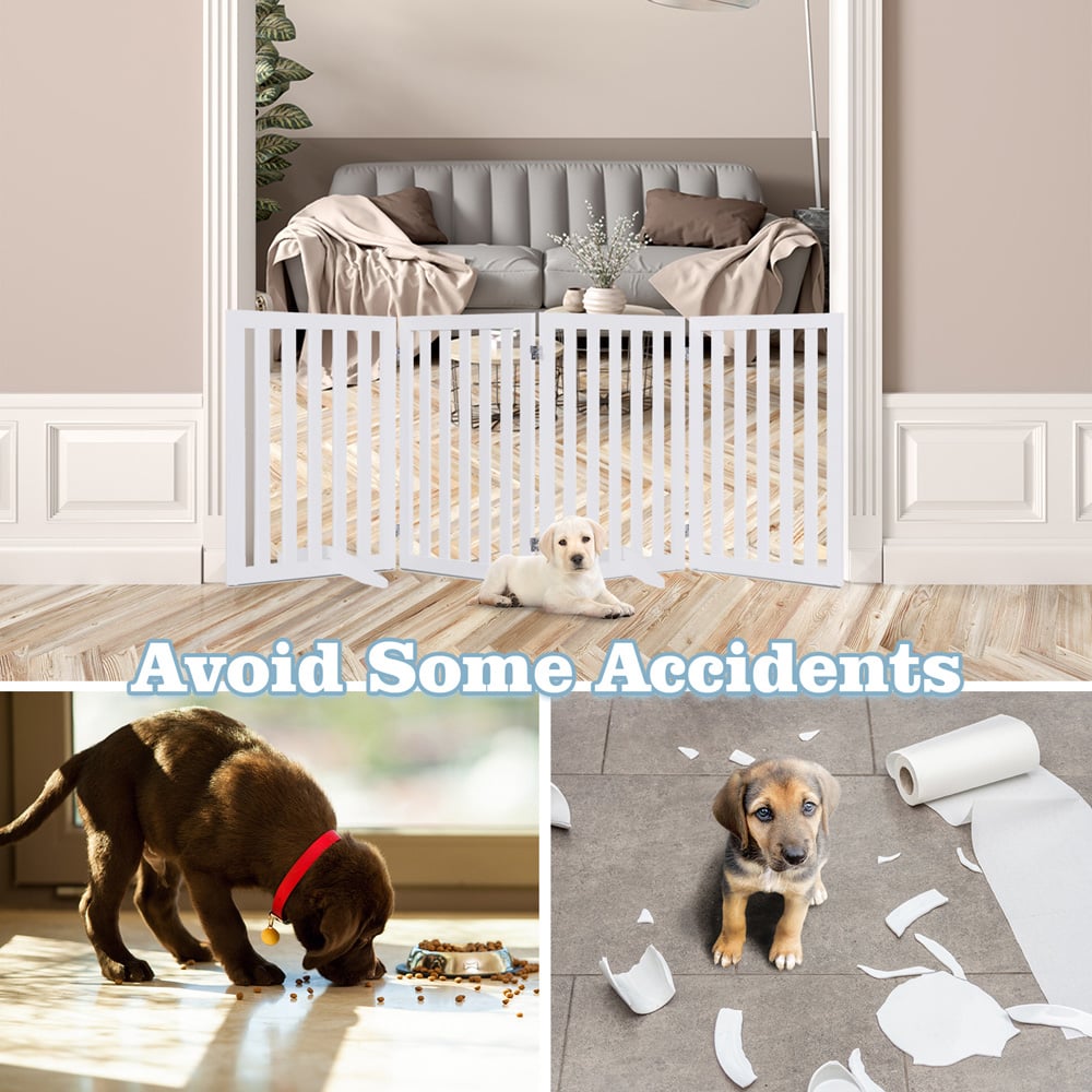 Costway 4 Panel 89cm White Pet Safety Gate Image 7