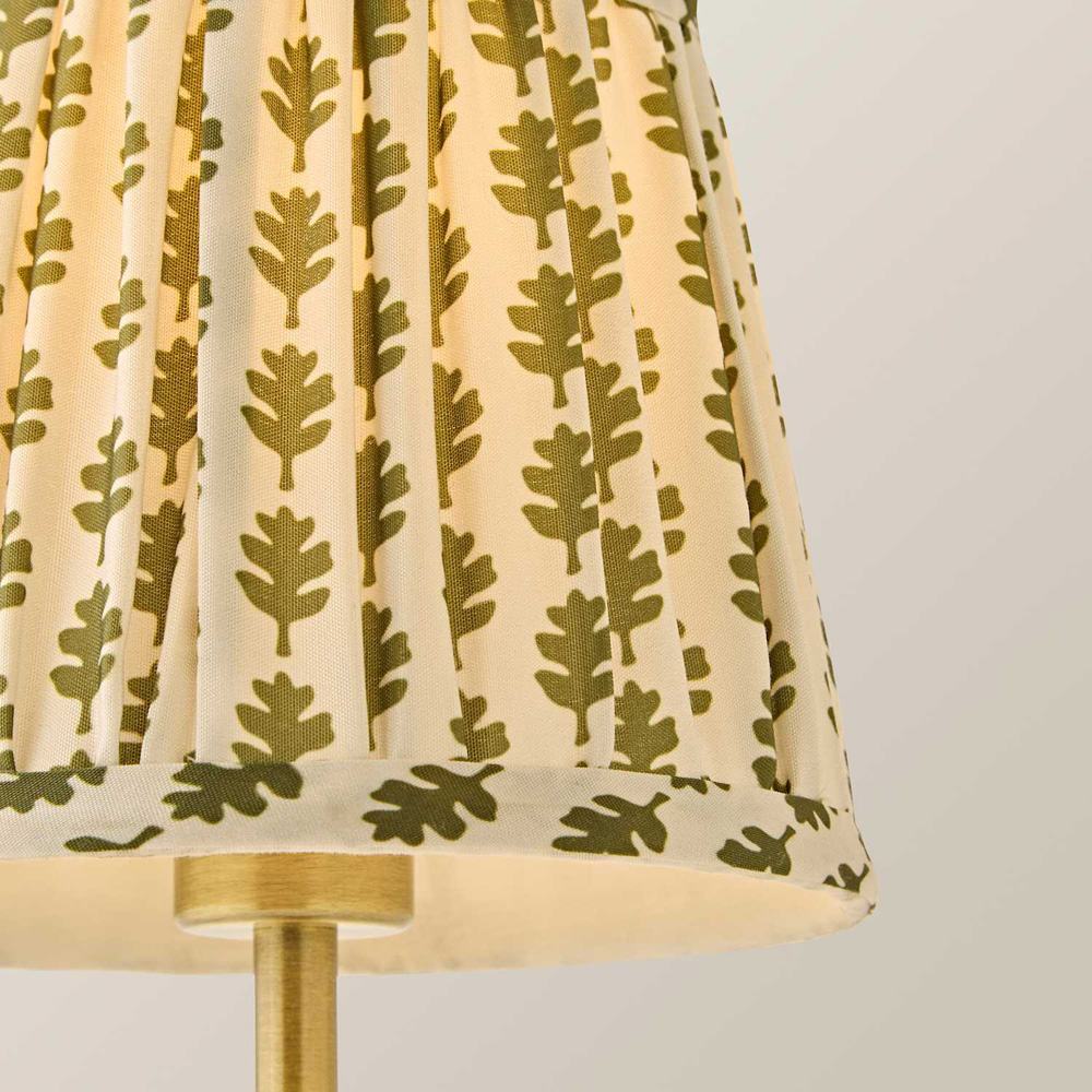 ValueLights Lowe Green Ditsy Floral Pleated Shade Gold Rechargeable Table Lamp with Bulb Image 4