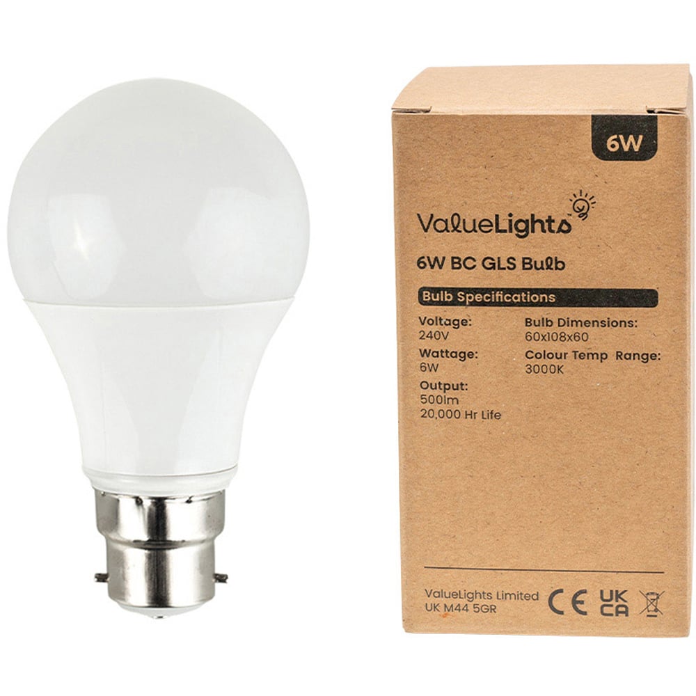 ValueLights 10 Pack B22 LED 6W Warm White 3000K Light Bulbs Image 3