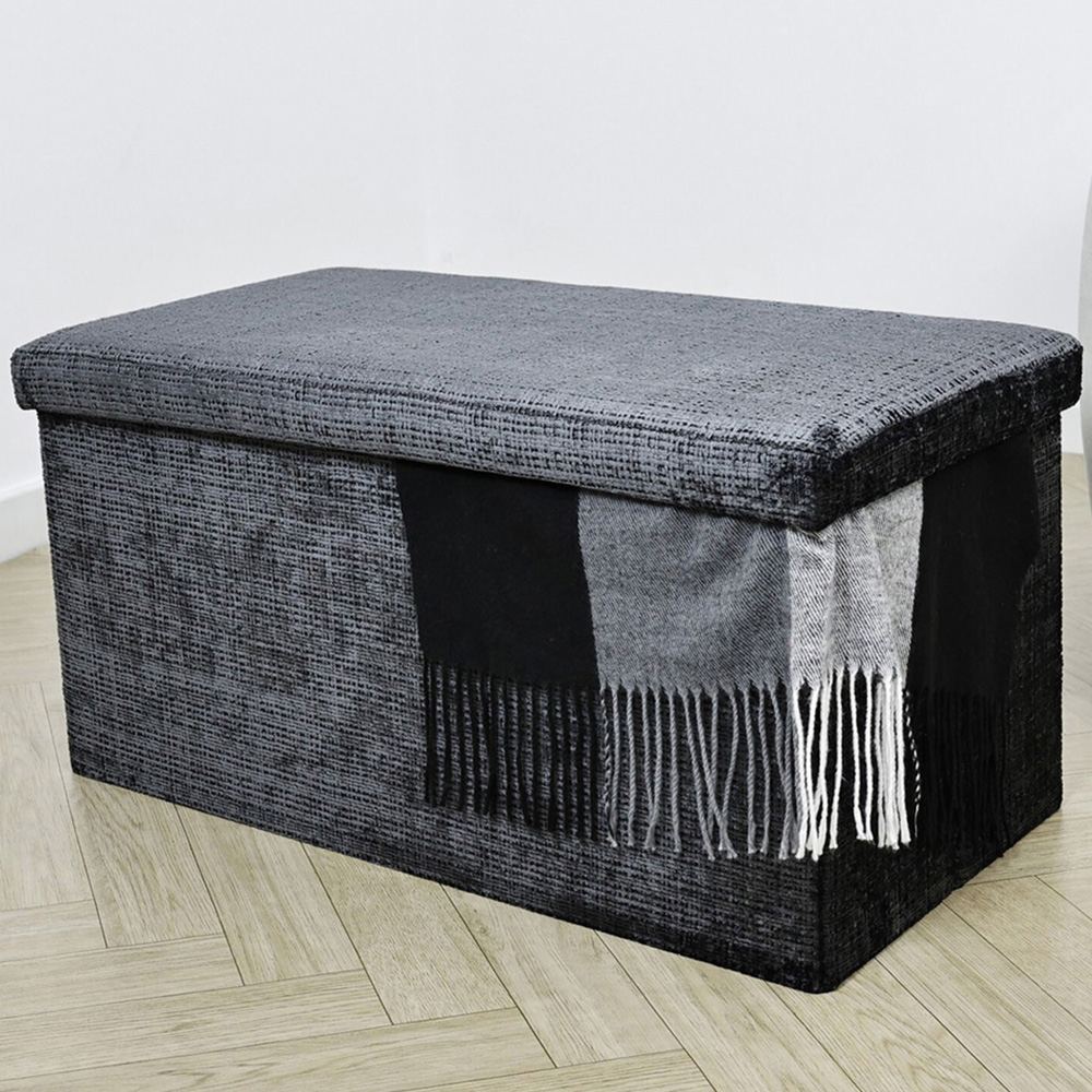 Chenille Storage Trunk Anthracite Image 1