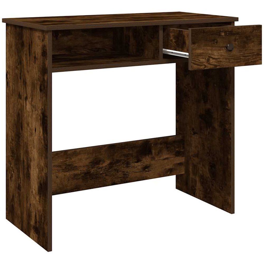 vidaXL Single Drawer Computer Desk Smoked Oak Image 3
