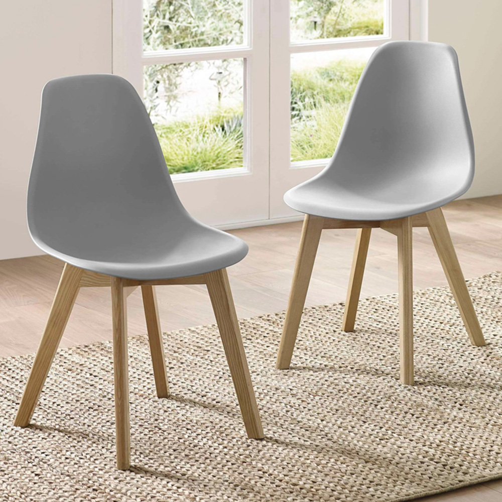 Julian Bowen Agatha Set of 2 Grey Plastic Dining Chair Image 1