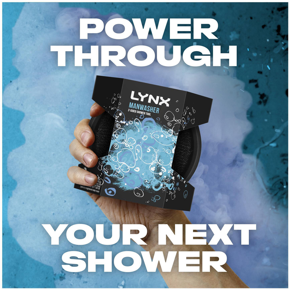 Lynx Ice Chill 3-in-1 Body Wash with Manwasher 2-Sided Shower Tool 225ml 3 Pack Image 2