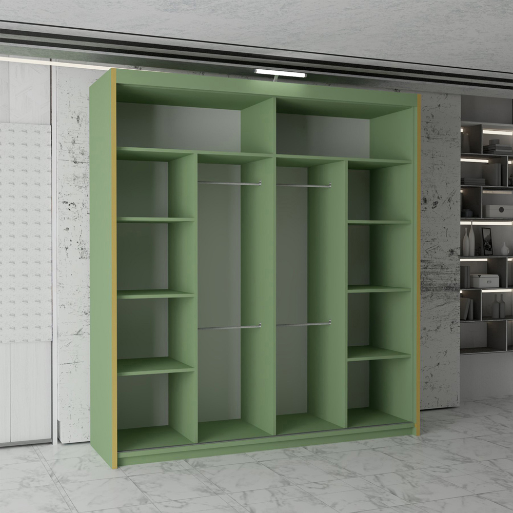 M N Furniture Parrison 2 Door Green Sliding Wardrobe 203cm Image 4