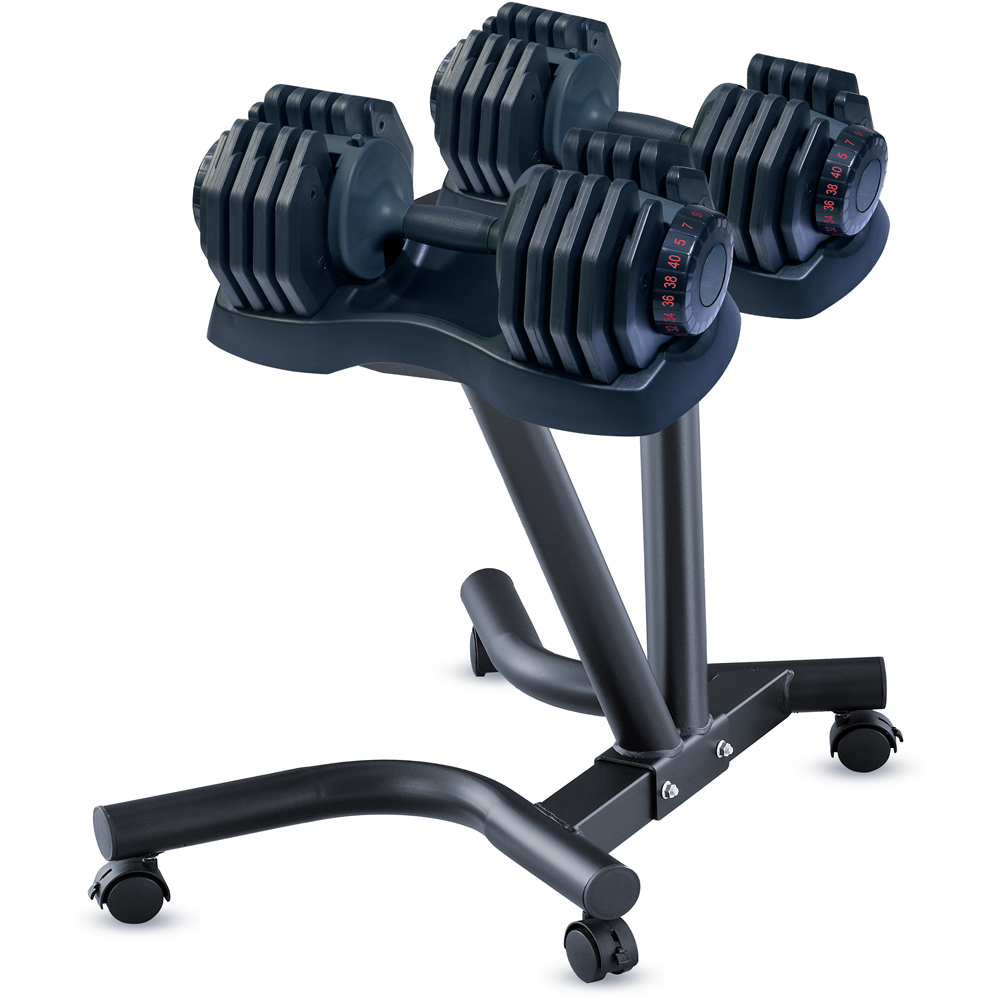 Strongology Adjustable Dumbbell Set with Universal Floor Stand 40kg 2 Pack Image 9